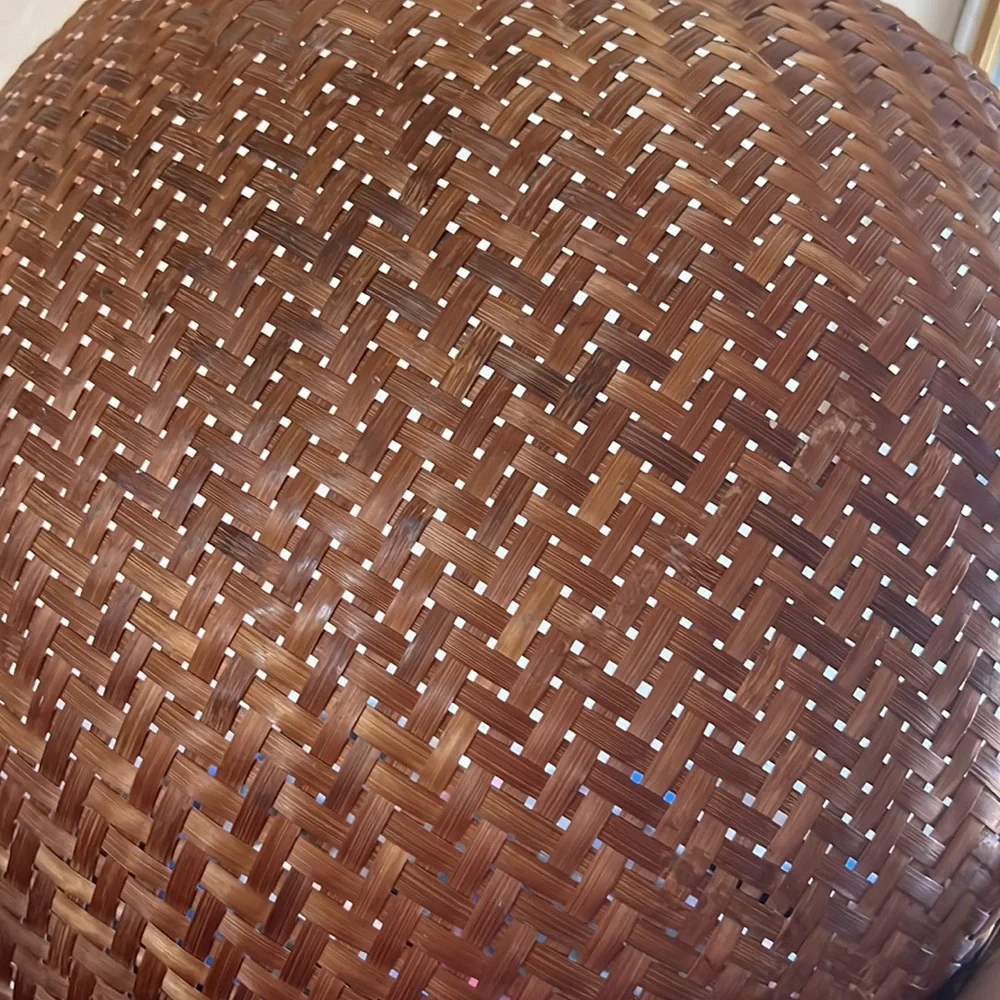 Vintage Rare Bamboo Round Woven Basket 16”